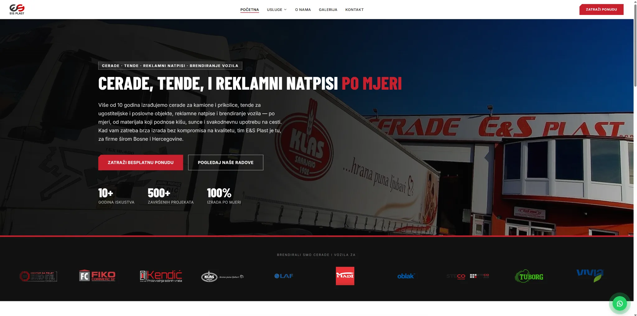 E&S Plast — Web stranica · Proizvodnja i brendiranje