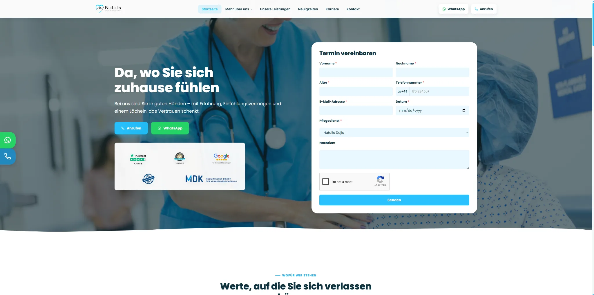 Natalis Pflegedienst — Web stranica · Njega i zdravstvo